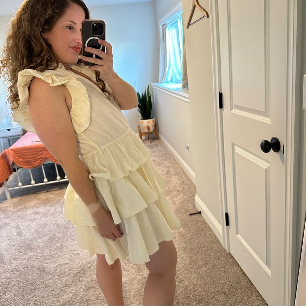 Ulla Johnson Cream Ruffled Tiered Cotton Mini Dress 10 - Picture 2 of 11